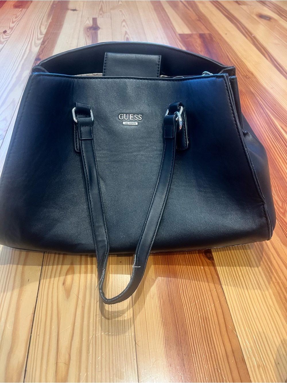 GUESS Black Structured Tote with Double Straps